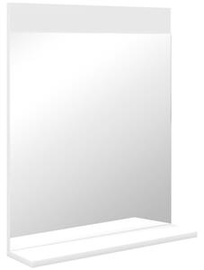 HOMCOM Oglindă de Baie pentru Perete în Stil Modern, Oglindă de Baie cu Raft, 50x12x60 cm, Alb | Aosom Romania