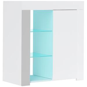 HOMCOM Dulap pentru Sufragerie cu Lumini LED, 3 Rafturi Deschise și un Dulăpior cu 2 Niveluri, 75x40,1x83 cm, Alb | Aosom Romania