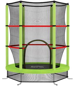 HOMCOM Saltea Elastică pentru Copii 3-6 Ani cu Plasă de Protecție, 6 Stâlpi și 3 Intrări, Ø140x190 cm, Verde | Aosom Romania