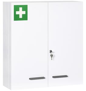 Kleankin Dulap pentru Medicamente cu 6 Rafturi cu Încuietoare și 2 Chei de Siguranță, Dulap din Oțel, 55x18x60 cm, Alb