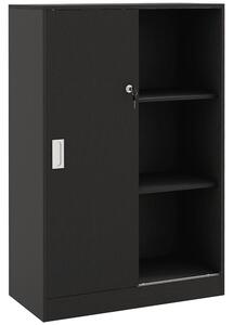 HOMCOM Dulap de Birou 3 Rafturi cu Încuietoare și 2 Chei de Securitate 80x40x120 cm Negru | Aosom Romania