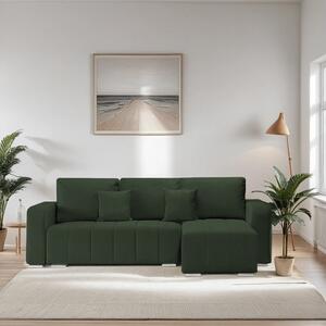 Coltar Extensibil 3 locuri Armando, cu ladă de depozitare, Verde - Gri, 240x147x85 cm