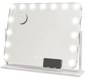 HOMCOM Oglindă Machiaj cu 15 LED-uri din Sticlă și Metal Alb | Aosom Romania