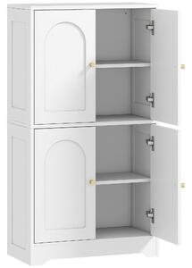 HOMCOM Comodă Bucătărie, Dulap Bucătărie cu 2 Dulapuri, 4 Uși Arcuite, 2 Rafturi Reglabile, cu Dispozitiv Anti-Răsturnare, 60x30x110 cm, pentru Sala de Masă, Living, Alb | Aosom Romania