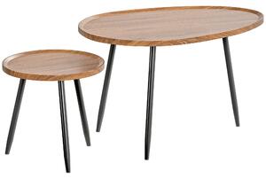 HOMCOM Set de 2 Măsuțe de Cafea Suprapunabile din Lemn și Metal | Aosom Romania