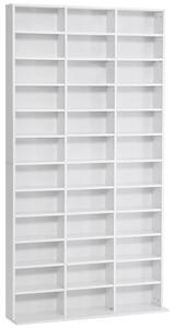 HOMCOM Bibliotecă CD de perete cu 36 de rafturi reglabile, 195 x 102 x 23.5cm, alb | Aosom Romania