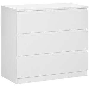 HOMCOM Comodă cu 3 Sertare Modernă fără Mânere pentru Dormitor și Sufragerie, 80x39x73 cm, Alb | Aosom Romania