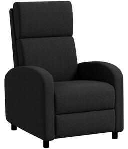 HOMCOM Fotoliu Relax Rabatabil Manual 160° cu Suport pentru Picioare, Fotoliu Ergonomic Tapițat cu Aspect de In pentru Dormitor, Birou, Living și Sufragerie, Negru | Aosom Romania
