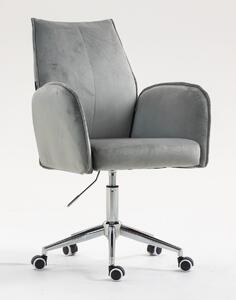 HR280K Scaun Gray din Catifea cu Bază Cromata