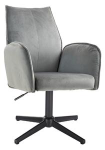 HR280CROSS Scaun Gray din Catifea cu Bază Neagră