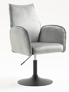 HR280N Scaun Gray din Catifea cu Bază Neagră