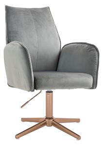HR280CROSS Scaun Gray din Catifea cu Bază Aurie