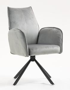 HR280 BAZĂ STEA Scaun Gray din Catifea cu Bază Neagră