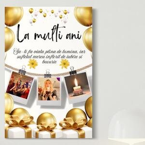 Tablou Canvas Personalizat cu 3 Poze Pentru Aniversari " La multi Ani", PS131