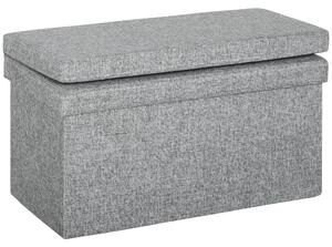 HOMCOM Bancă Pliabilă cu Spătar și Compartiment de 77L, Acoperire din Țesătură, 76x50x73 cm, Gri | Aosom Romania