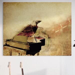 Tablou Canvas Premium LuxCanva® A1288, Pianul , Living, Instrument Muzical, Note Muzicale, Portativ, Studio, Culori Vibrante