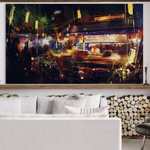 Tablou Canvas Premium LuxCanva® A1290, Colorful Market , Living, Magazin, Oameni, Abstract, Lumini, Culori Vibrante