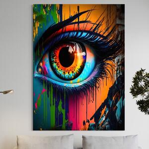 Tablou Canvas Premium LuxCanva® A1296, Colorful Eye , Living, Ochi, Multicolor, Graffiti, Dormitor, Culori Vibrante