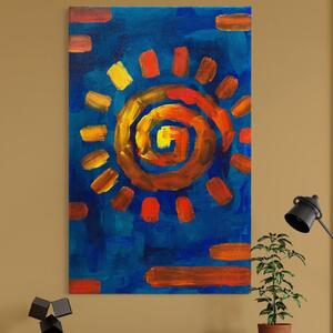 Tablou Canvas Premium LuxCanva® A1265, Abstract Sun , Soare, Albastru, Pictura, Dormitor, Culori Vibrante