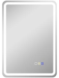 HOMCOM Oglindă de Baie Bluetooth LED 50 x 70 cm cu Anticeață - Argintiu | Aosom Romania