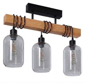 Brilagi - Lustră aplicată WOOD GLASS 3xE27/60W/230V pin/negru/gri fumuriu