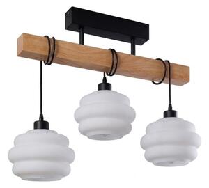 Brilagi - Lustră aplicată WOOD GLASS 3xE27/60W/230V pin/negru/alb