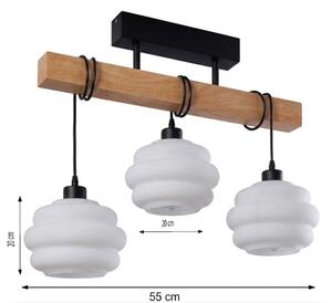 Brilagi - Lustră aplicată WOOD GLASS 3xE27/60W/230V pin/negru/alb