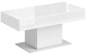HOMCOM Măsuță de Cafea Extensibilă cu Compartiment, Măsuță de Sufragerie Modernă cu Picioare Antiderapante, Măsuță de Living pentru Acasă Birou, 108-178,5x53x49 cm, Alb Lucios | Aosom Romania