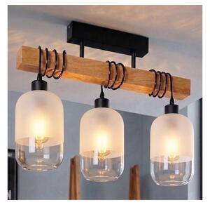 Brilagi - Lustră aplicată WOOD GLASS 3xE27/60W/230V pin/negru/alb