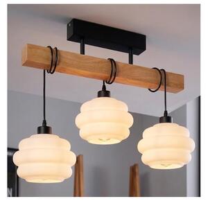 Brilagi - Lustră aplicată WOOD GLASS 3xE27/60W/230V pin/negru/alb