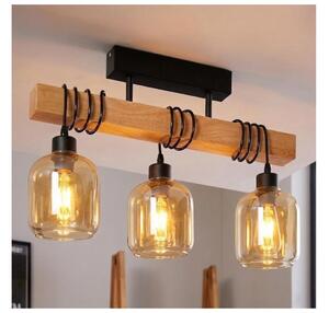 Brilagi - Lustră aplicată WOOD GLASS 3xE27/60W/230V pin/negru/maro fumuriu