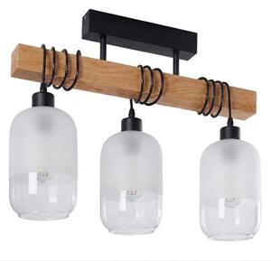 Brilagi - Lustră aplicată WOOD GLASS 3xE27/60W/230V pin/negru/alb