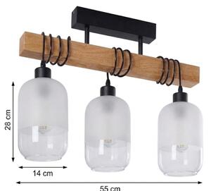 Brilagi - Lustră aplicată WOOD GLASS 3xE27/60W/230V pin/negru/alb