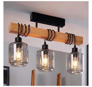 Brilagi - Lustru aplicat WOOD GLASS 3xE27/60W/230V pin/negru/bej fumuriu