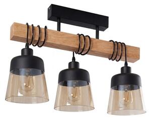 Brilagi - Lustră aplicată WOOD GLASS 3xE27/60W/230V pin/negru/maro fumuriu