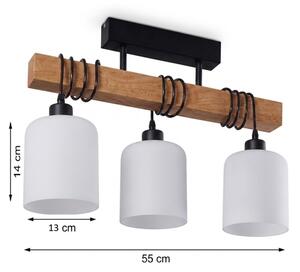 Brilagi - Lustră de tavan aplicată WOOD GLASS 3xE27/60W/230V pin/negru/alb