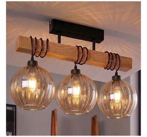 Brilagi - Lustră aplicată WOOD GLASS 3xE27/60W/230V pin/negru/maro fumuriu