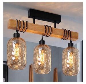 Brilagi - Lustră aplicată WOOD GLASS 3xE27/60W/230V pin/negru/maro fumuriu