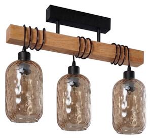 Brilagi - Lustră aplicată WOOD GLASS 3xE27/60W/230V pin/negru/maro fumuriu