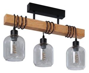 Brilagi - Lustră aplicată WOOD GLASS 3xE27/60W/230V pin/negru/gri fumuriu