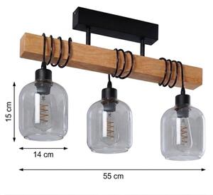 Brilagi - Lustră aplicată WOOD GLASS 3xE27/60W/230V pin/negru/gri fumuriu