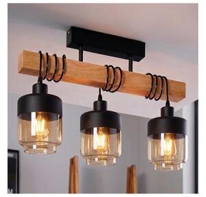 Brilagi - Lustru aplicat WOOD GLASS 3xE27/60W/230V pin/negru/maro fumuriu