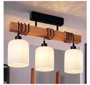 Brilagi - Lustră de tavan aplicată WOOD GLASS 3xE27/60W/230V pin/negru/alb