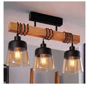 Brilagi - Lustră aplicată WOOD GLASS 3xE27/60W/230V pin/negru/maro fumuriu