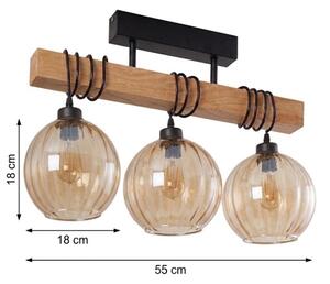 Brilagi - Lustră aplicată WOOD GLASS 3xE27/60W/230V pin/negru/maro fumuriu
