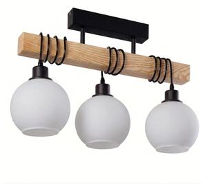 Brilagi - Candelabru montat pe tavan WOOD GLASS 3xE27/60W/230V pin/negru/alb