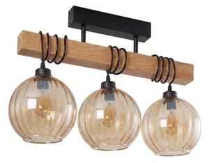 Brilagi - Lustră aplicată WOOD GLASS 3xE27/60W/230V pin/negru/maro fumuriu