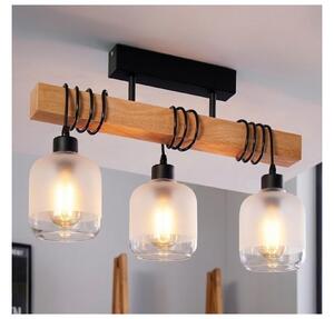 Brilagi - Lustră aplicată WOOD GLASS 3xE27/60W/230V pin/negru/alb