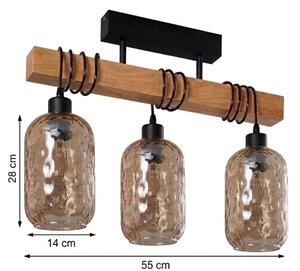 Brilagi - Lustră aplicată WOOD GLASS 3xE27/60W/230V pin/negru/maro fumuriu