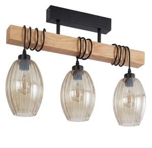 Brilagi - Lustră aplicată WOOD GLASS 3xE27/60W/230V pin/negru/bej fumuriu